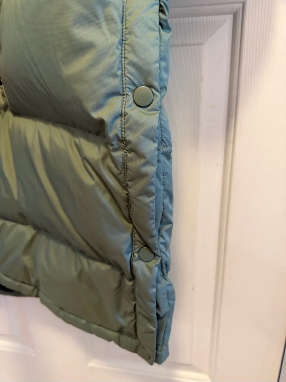 Quince Responsible Down Long Puffer Jacket Sea Spray Green Size Small - Picture 15 of 15